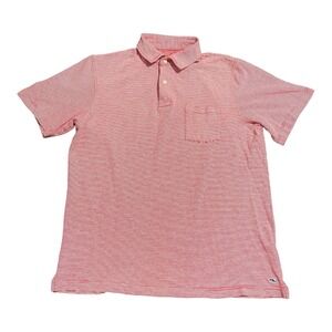 Vineyard Vines Polo Shirt Mens M Red Striped Pocket Short Sleeve Cotton Preppy